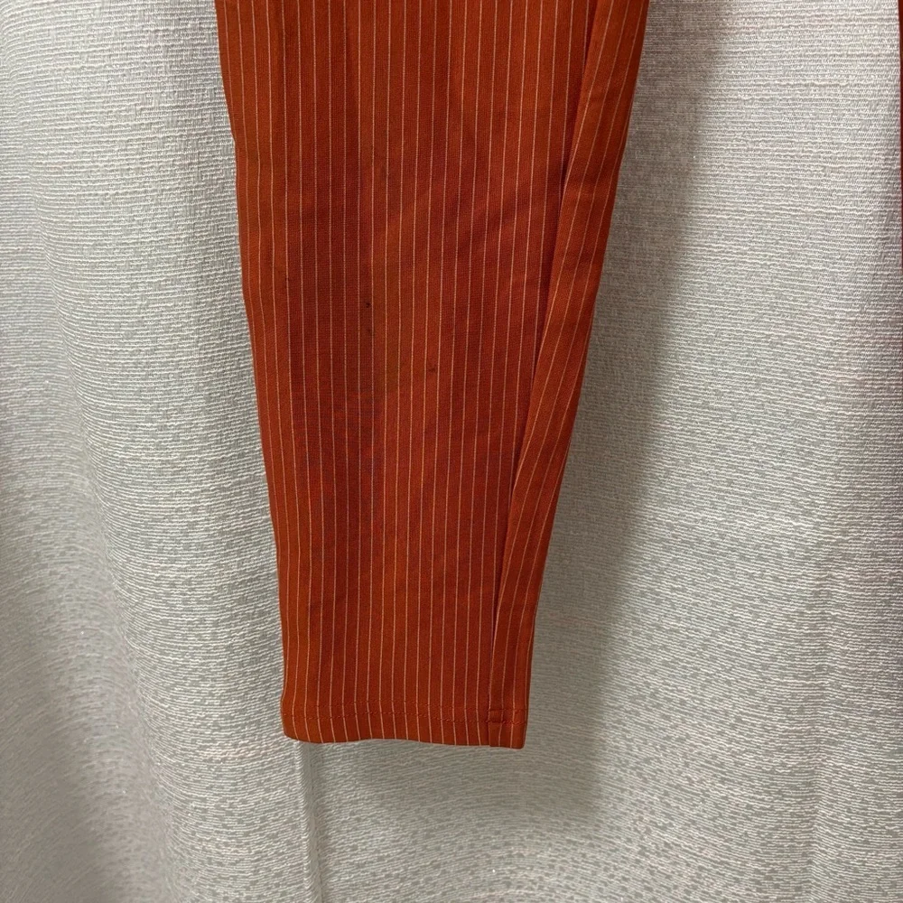 ICHI Women's Striped Straight Leg Pants in Rust Orange Size Small Preppy Office